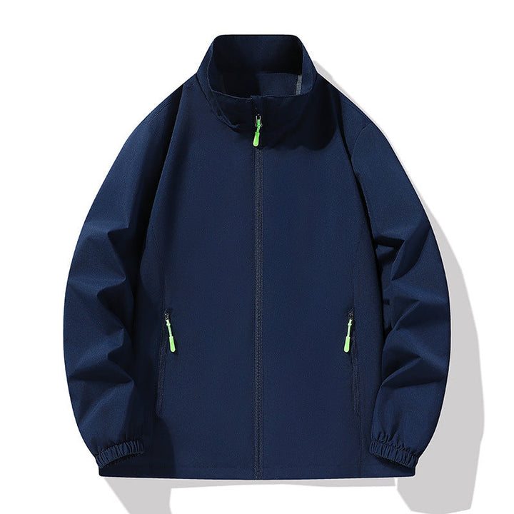 Herr Minimalistisk softshell utomhusjacka med ståkrage, Vind och Vatten Resistent Membran och Fluorescent Dragkedja Pulls