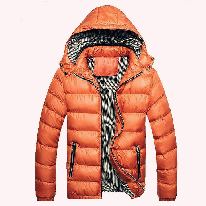 Herr vadderad quiltad Expedition Jacka med Fur-Lined Huva och Front Mix Fickor