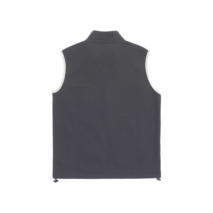 Unisex Waffle-Strukturerad Outdoor Väst med Ståkrage, Hel-Length Dragkedja, och Fåll med Dragsko