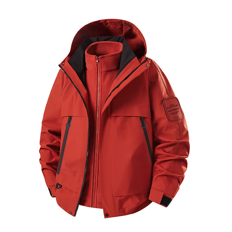 Herr Multifunctional Vattentät Softshell Regnjacka med Uttagbar Fleece Inre Jacka