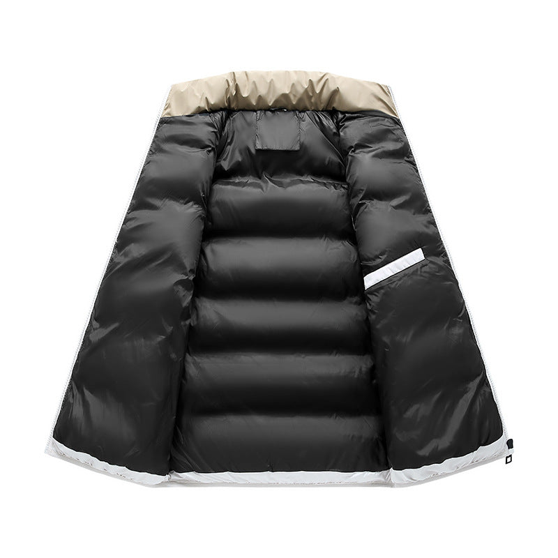 Herr Termisk Quiltad Väst med Hög Ståkrage, Färg Block Design &amp; Dragkedja Fickor