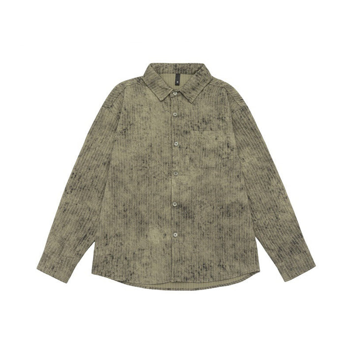 Unisex Lätt Oversized Skjorta Jacka med Washed Texture och Bröstficka