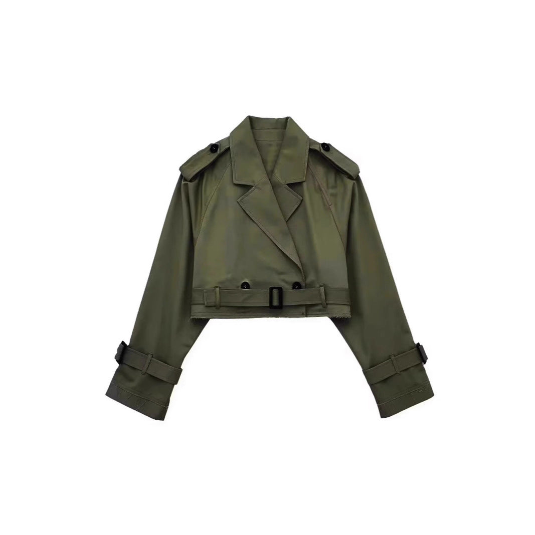 Dam stilren kort trenchcoat