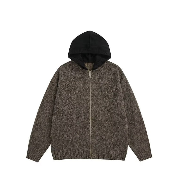 Herr Modern Chunky Stickad Tröja med Huva
