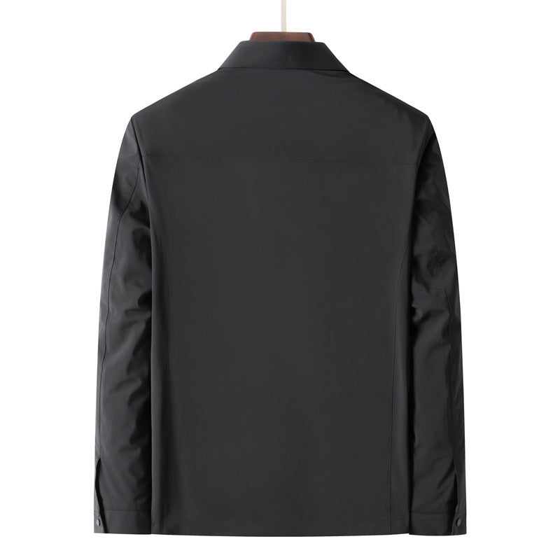 Herr Lätt Vind och Water Resistant Avslappnad Zip Jacka med Skjorta Krage, Bröst och Sida Fickor