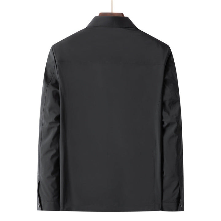 Herr Lätt Vind och Water Resistant Avslappnad Zip Jacka med Skjorta Krage, Bröst och Sida Fickor