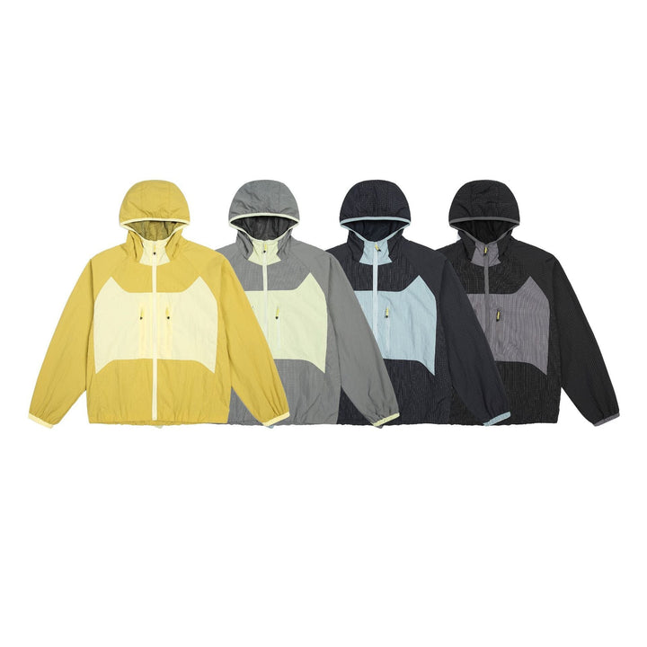 Unisex Light med Huva Vindjacka med Ripstop Material, Colourblock Inserts och Fram Fickor