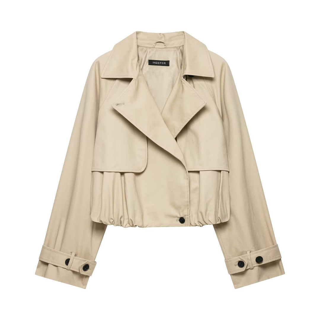 Dam 60+ Kort Trench Blouson med Cape Detail och Drawstring Nederkant