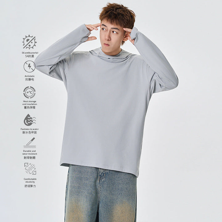 Herr Kapuzenpullover med Hohem Schalkragen Aus Teknisk Stretchjersey