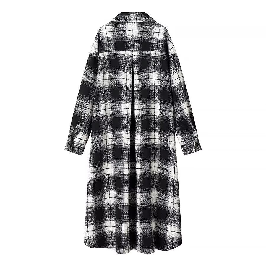 Dam lång modell rutig Overshirt med oversize skärning och Flap fickor