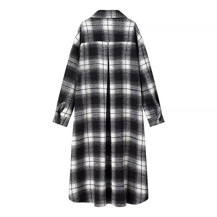 Dam lång modell rutig Overshirt med oversize skärning och Flap fickor