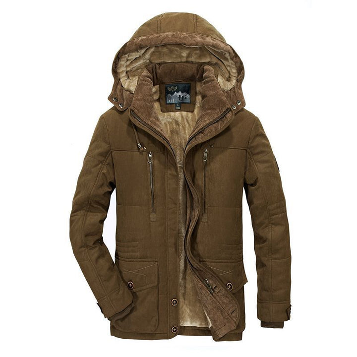 Herr isolerad parka med huva och Fusk Päls Foder