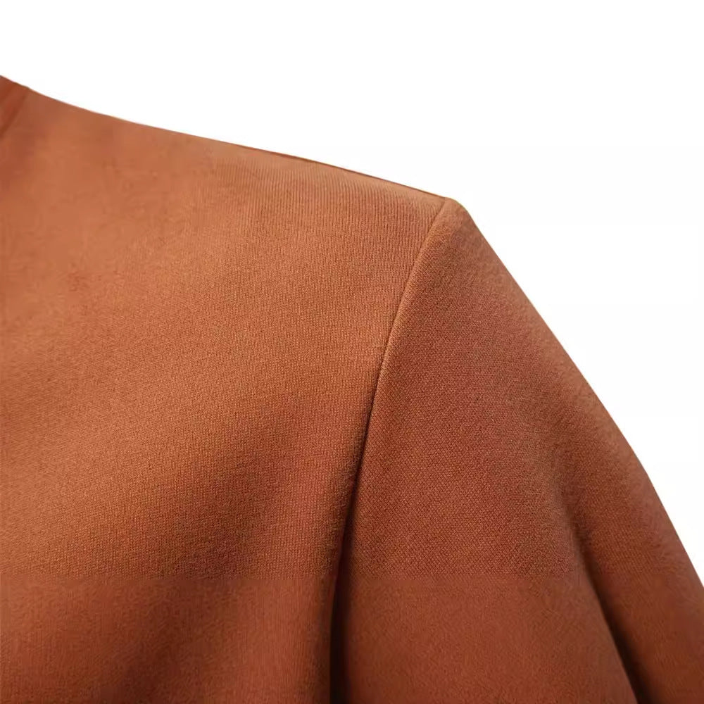 Herr Halv Dragkedja Pullover med Ståkrage, Randig Krage Inner Band och Contrast Ärmar