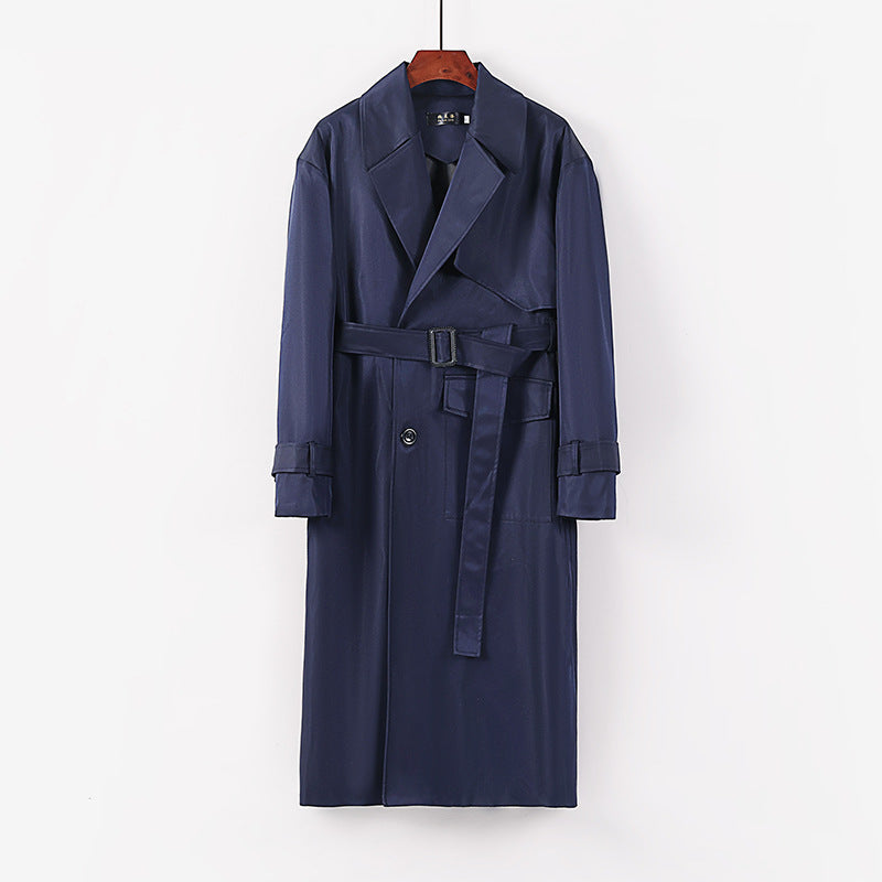 Dam längre skräddad trenchcoat med knytband och vid shawl krage