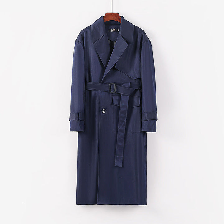Dam längre skräddad trenchcoat med knytband och vid shawl krage