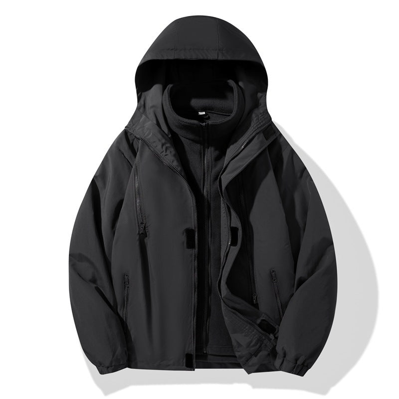 Herr Two-Piece Hybrid med huva Jacka med integrerad fleecefoder och dold dragkedjas