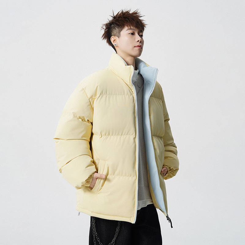 Herr Short Skärning Oversized Quiltad Jacka med Hög Krage