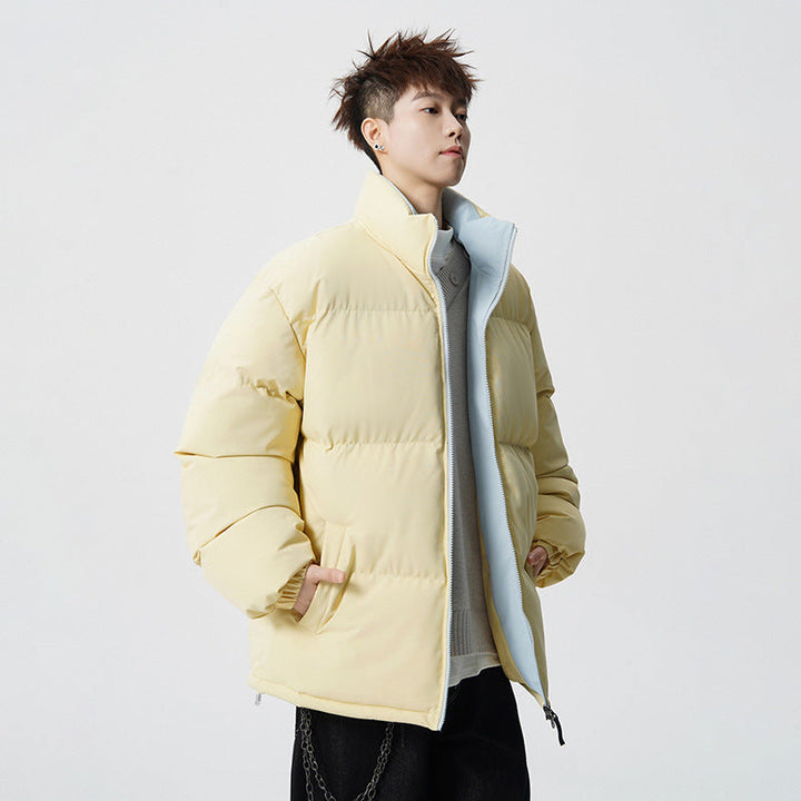 Herr Short Skärning Oversized Quiltad Jacka med Hög Krage