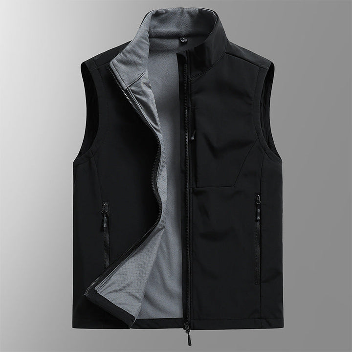Herr Andningsbar Softshell Väst med Termisk Fleecefoder och Dold Zip Fickor