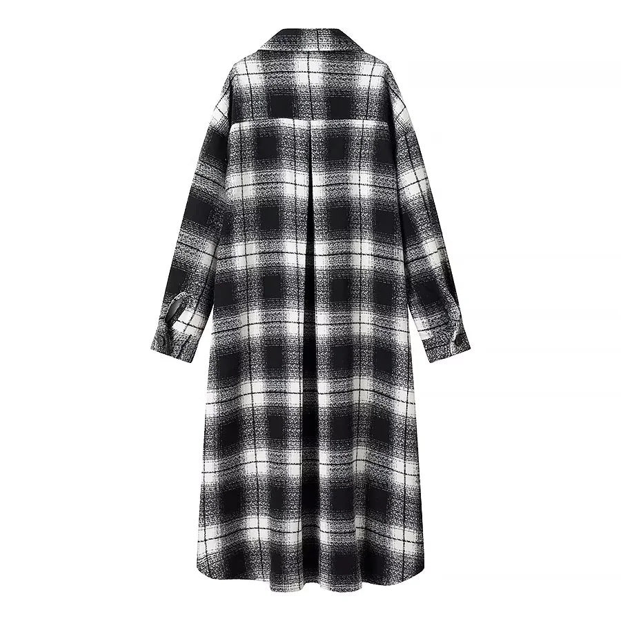 Dam longer check shirt kappa med skjortkrage och applied breast fickor