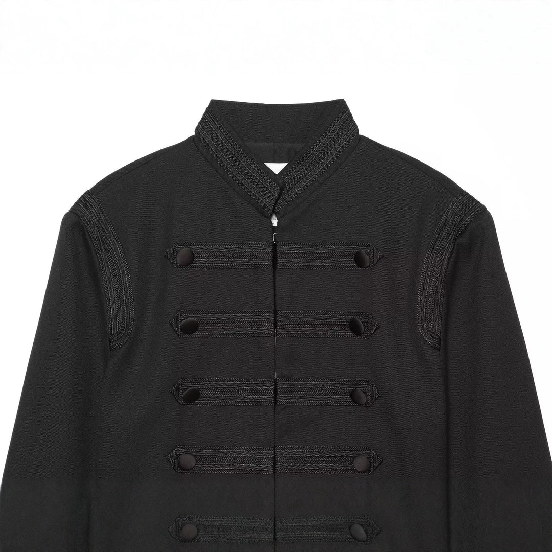 Dam Kort Box Jacka i Historical Military Stil med Dekorativ Straps