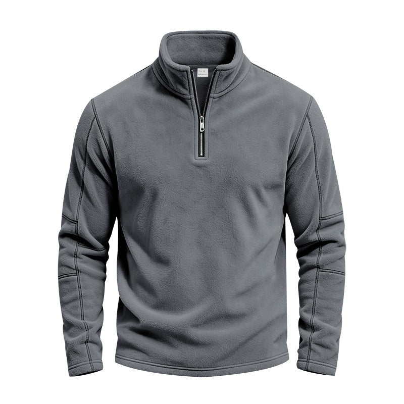 Herr Fleece Pullover med Kort Dragkedja och Ståkrage