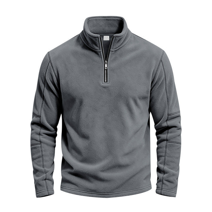 Herr Fleece Pullover med Kort Dragkedja och Ståkrage