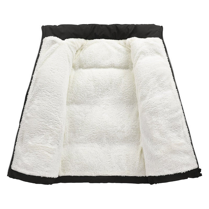 Herr Vadderad Oversize Quiltad Jacka med Teddyfoder och Hög Ståkrage