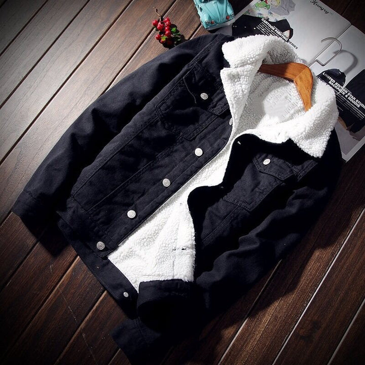 Dam Avslappnad Denimjacka med Fleece Foder