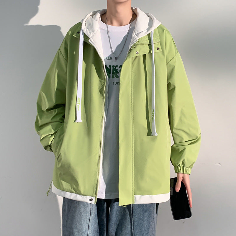 Herr two-lager softshell overlay jacka med huva, vind och vatten avvisande membran och justerbar fåll
