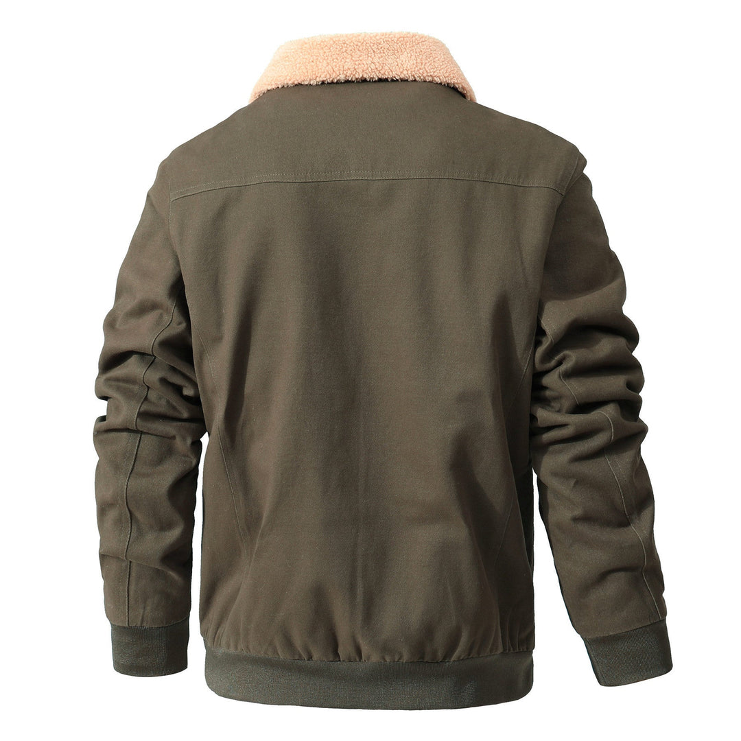 Herr Avslappnad Worker Blouson Tillverkad av Canvas med Warming Teddy Fleecefoder och Dold Fram Dragkedja