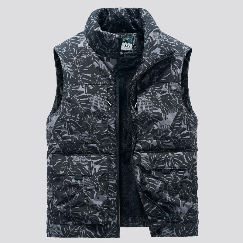 Herr Vadderad Sleeveless Utility Quiltad Väst med Teddyfoder och Large Lock Fickor