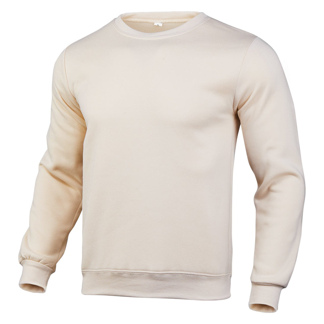 Herr Nan Klassisk Round Neck College-Tröja med Mjuk Fleece Inner Foder, Ribbad Fåll, och Reinforced Sömmar