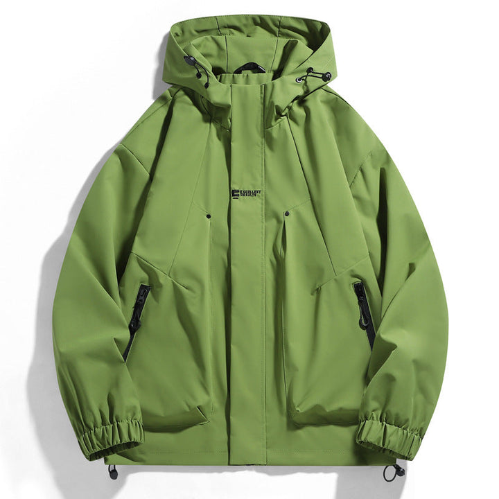 Herr Nano Wind och Water-Repellent Jacka med Huva med Ergonomic Sömmar, Adjustable Fåll, och Secure Zippered Fickor