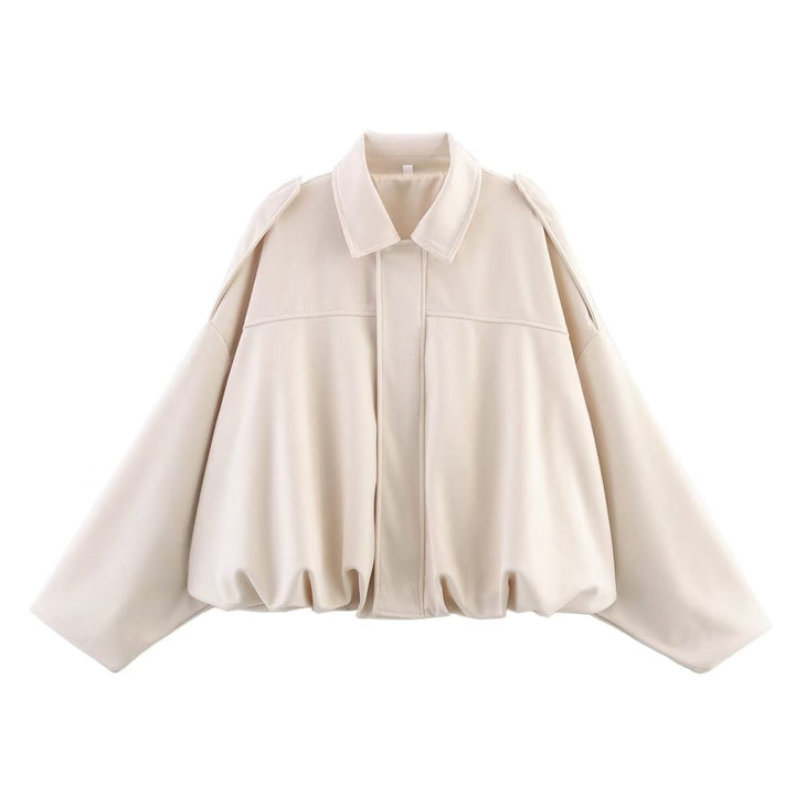 Dam oversize kort Velour Blouson med fåll med dragsko och Shoulder Epaulettes