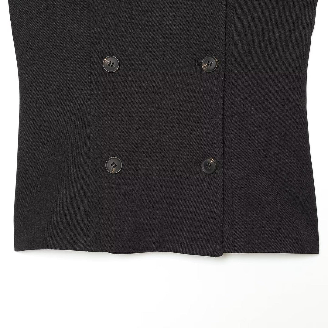 Dam Sleeveless Trench Väst med Double Breasted och Epaulettes