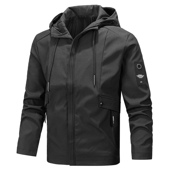 Herr Urban Minimalistisk Softshell Jacka med Huva med Concealed Dragkedja Fram