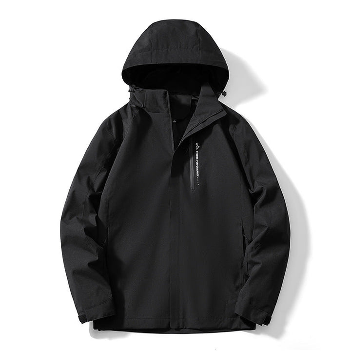 Dam två-layer softshell rain jacka med huva, andningsbar membrane och chest zip