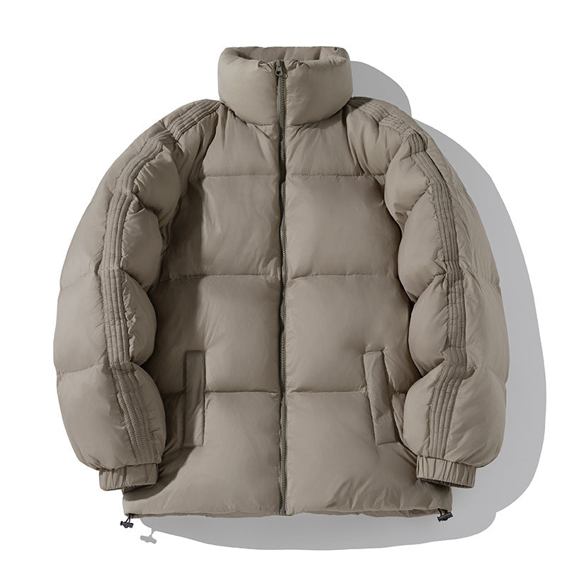 Unisex Oversize Vadderad Jacka med Hög Stå Krage, Side Arm Zippers och Drawstring