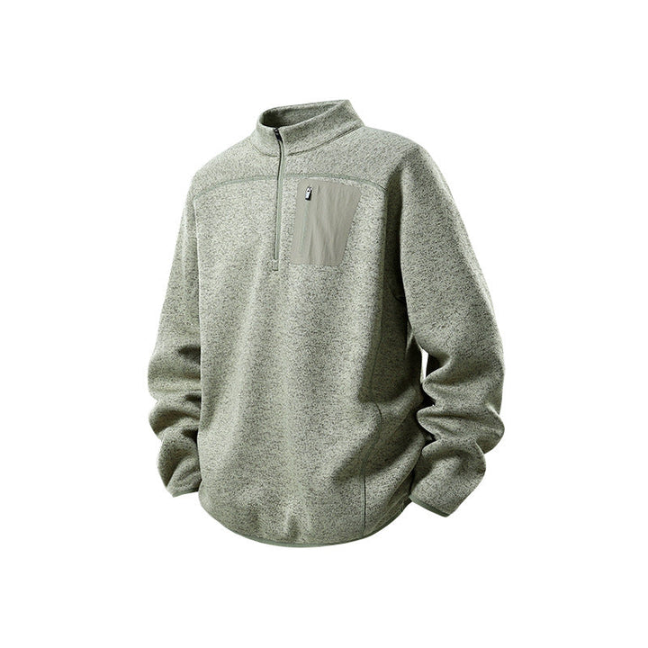 Herr Halbzip-Fleecepullover med Brustreißverschlusstasche och Ståkrage