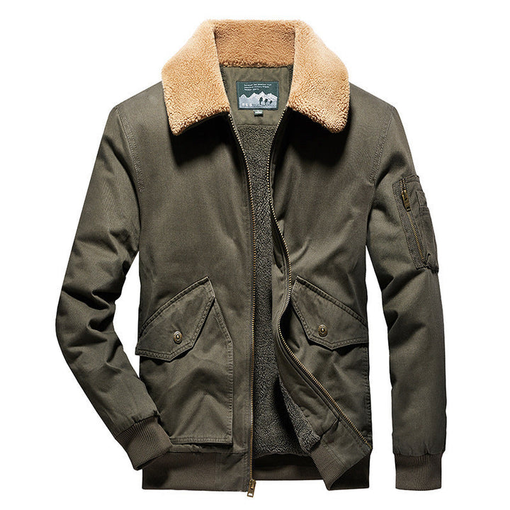 Herr Powerful Canvas Pilot Jacka med Sherpa Krage och Teddy Fleecefoder
