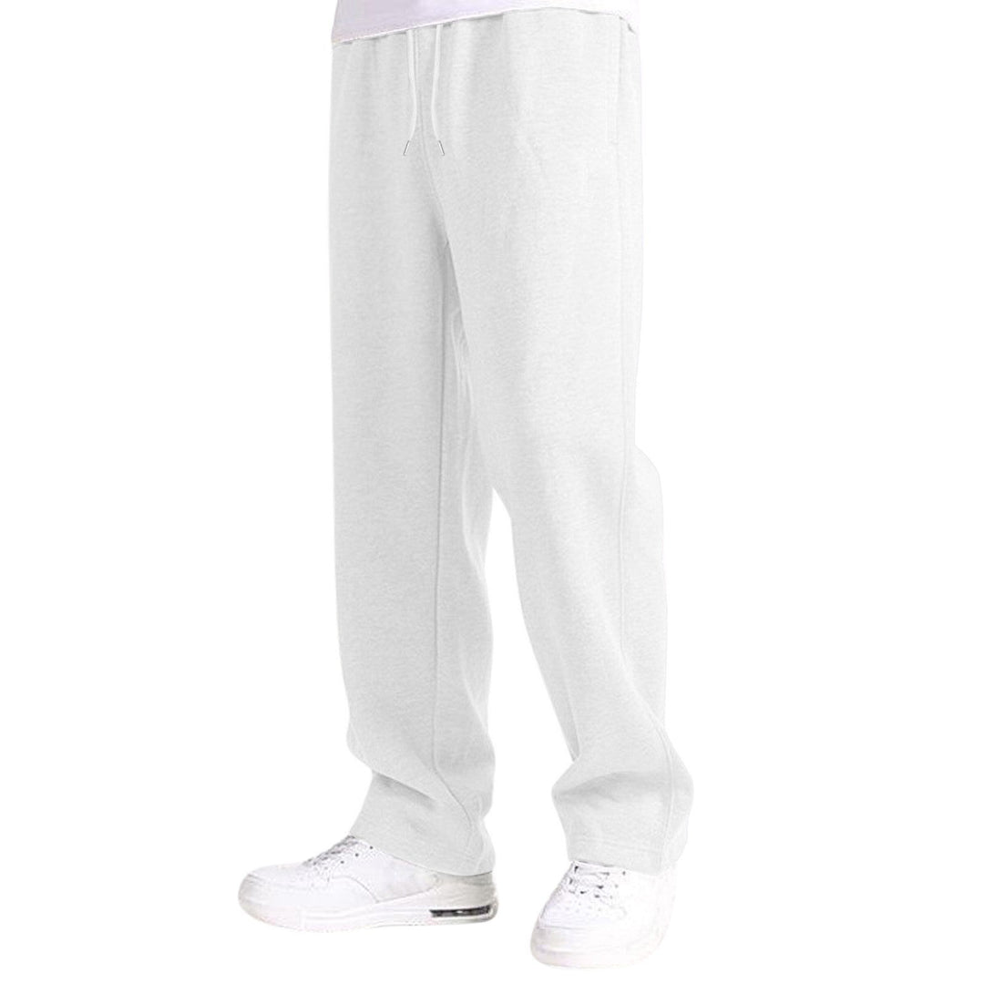 Herr Nan Avslappnad-Passform Mjukisbyxor med Straight Leg Fleece Foder och Elastic Dragsko Waistband