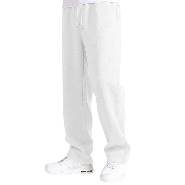 Herr Nan Avslappnad-Passform Mjukisbyxor med Straight Leg Fleece Foder och Elastic Dragsko Waistband