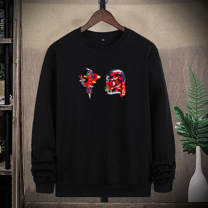 Herr Round Neck College-Tröja med Detailed Graphic Tryck