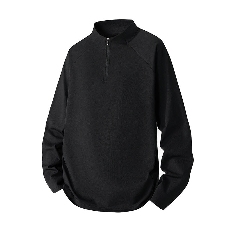 Herr Minimalistisk Halv Dragkedja College-Tröja med Teknisk Jersey och Extended Fåll