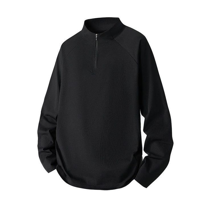 Herr Minimalistisk Halv Dragkedja College-Tröja med Teknisk Jersey och Extended Fåll