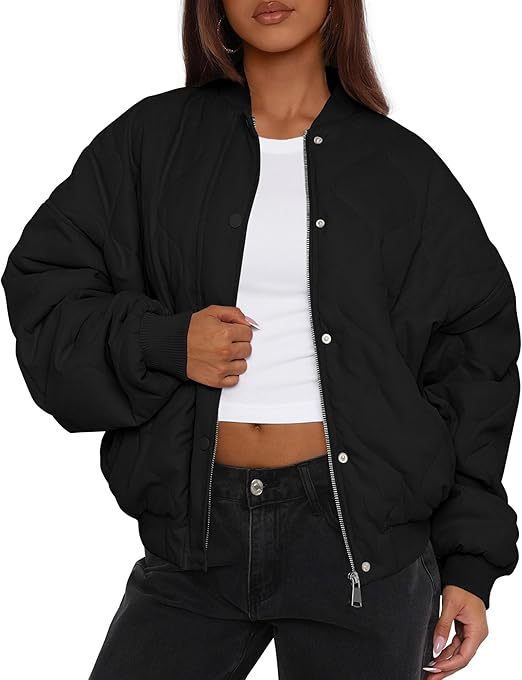 Dam oversize kviltad bomber jacka med vadderad insulation och raglan ärmar