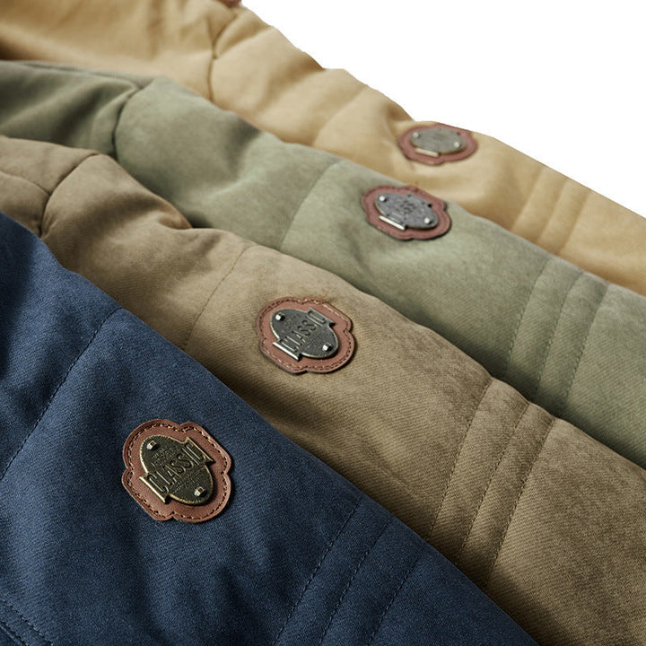 Herr Vadderad Parka i Canvas Look med Teddy Fleecefoder och Huva