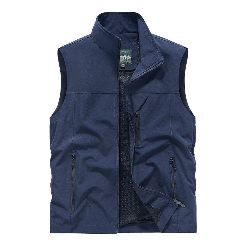 Herr ventilerande softshell Utomhus väst med Mesh innerfoder och fickor med dragkedja