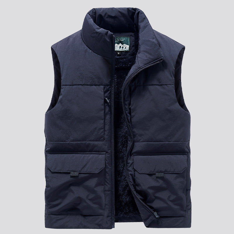 Herr Vadderad Sleeveless Utility Quiltad Väst med Teddyfoder och Large Lock Fickor